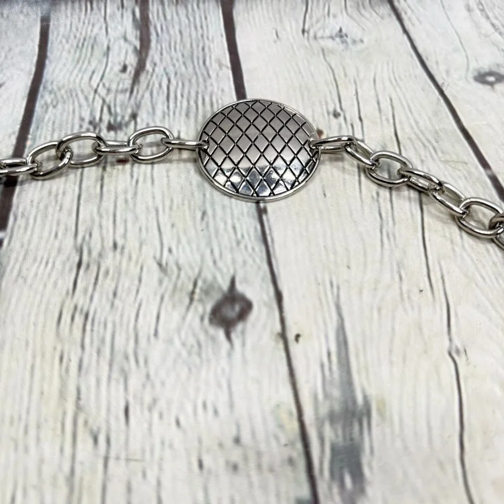 Vintage Silver Tone Medallion Chain Belt Large Adjustable Y2K Disco Waist Hip